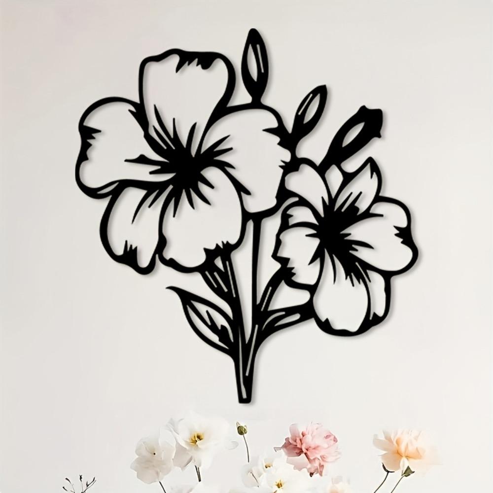 1pc Metal Wall Art Hibiscus Flower Decor for Living Room Indoor Outdoor Home Thanksgiving Birthday Party