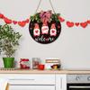Charming Mothers Day Love Gnome Welcome Plaque Featuring Red Bow And Heart Motif
