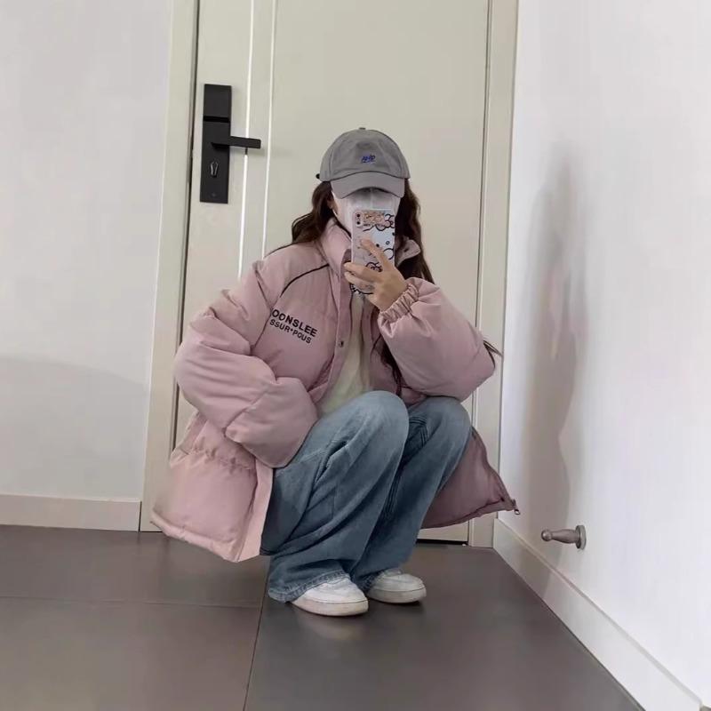 Men's and Women's Versatile Cotton Clothes Winter Coat Women's Winter New Thin Stand-up Collar Down Cotton-padded Clothes Trendy Women's Clothing
