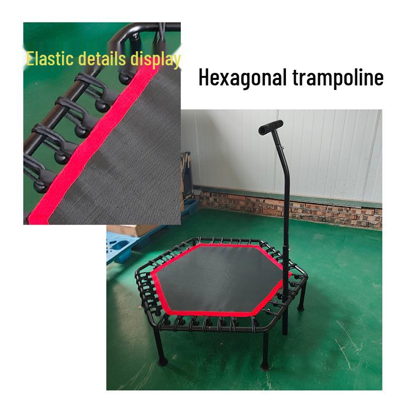 45-Inch Hexagonal Indoor Trampoline with Handrail for Adults