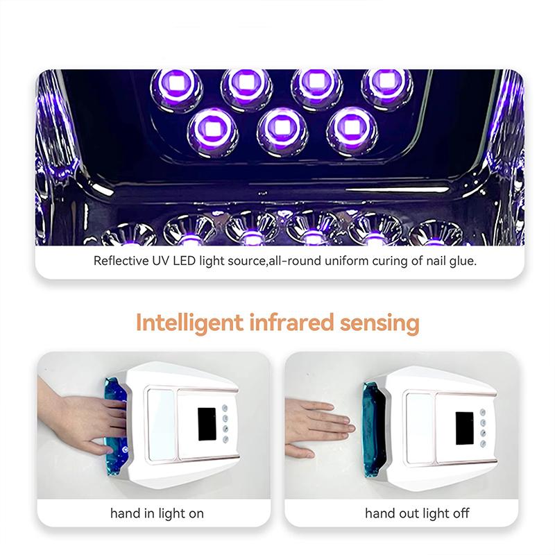 Professional Mirror Bottom Rechargeable Nail Lamp with Handle Wireless Gel Polish Dryer Machine Cordless Nail UV LED Lamp