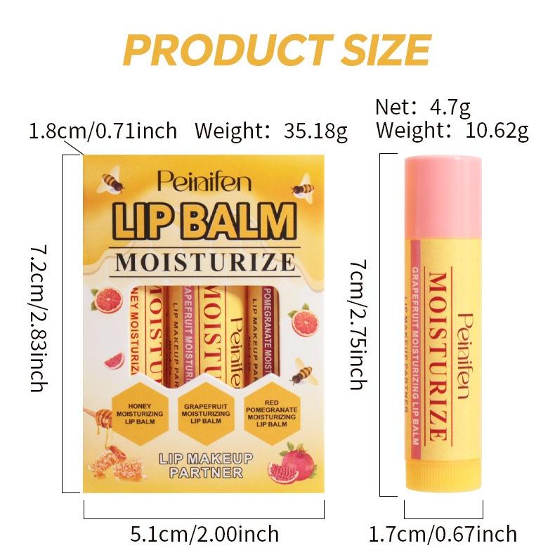 3pcs/set Vitamin E Lip Balm Honey Milk Jelly Fruit Flavor Lip Balm Set - Hydrating & Moisturizing, Base for Lips Makeup