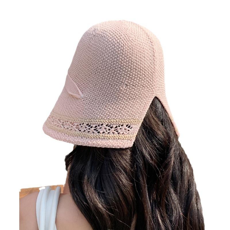 Summer New Hat Women's Knitted Hollow Bucket Hat Outdoor Travel Sun Protection Sun Hat Breathable Sun Hat