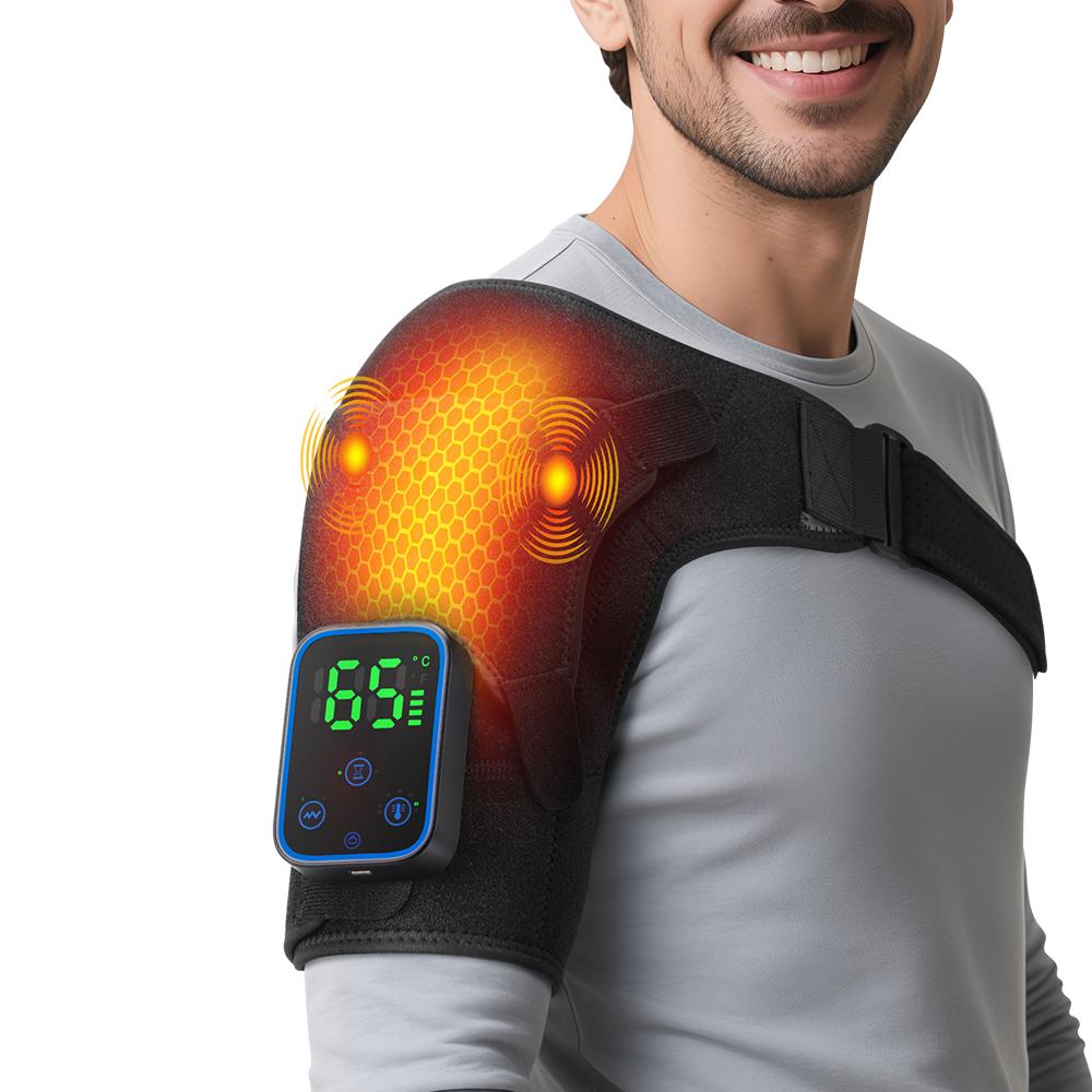 

Durable And Safe Detachable Heating Vibration Shoulder Knee Massager Brace Electric App Control Massage Pads 3 Levels Timer Shoulder Massage Belt