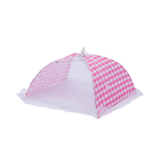 

Foldable Square Mesh Umbrella Dust-proof Table Food Cover Anti-fly Kitchen Tool S розовый