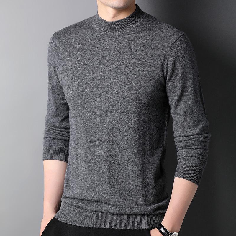 Halbrollkragenpullover für Herren aus 100 % reiner Wolle – Herbst-/Winterkollektion 2024