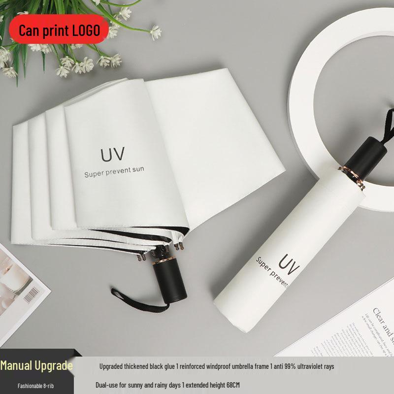 Peptide Silver Titanium Sunscreen Dual-Use Umbrella: Reflective, Sun & Rain Protection, VIP Princess Five-Fold Design.