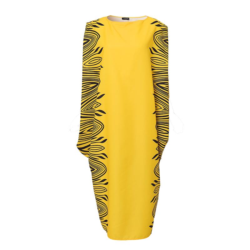 

Женские платья больших размеров, оверсайз, с круглым вырезом, без рукавов, с принтом, повседневные, свободные, макси 5XL жёлтый