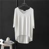 V-neck Undershirt Women's Five Quarter Sleeved T-shirt Summer Thin Plus Size Loose Sleepwear Mid Sleeved Korean Top