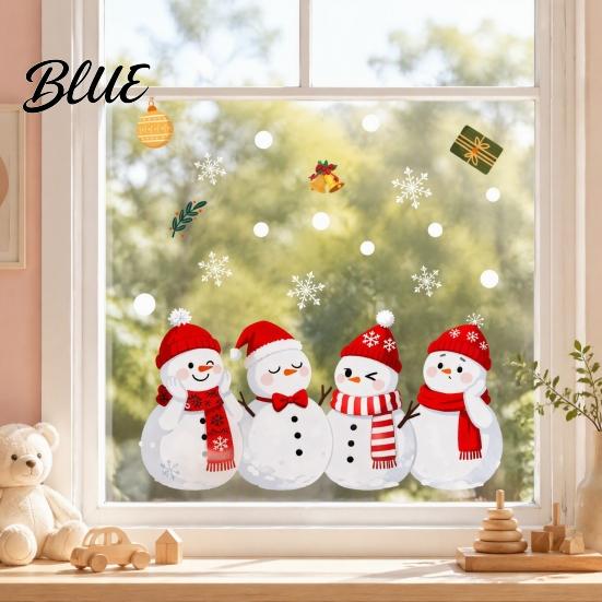 Snowman Window Cling 1/2 Sheets Christmas Cling Cartoon Decorative Glass Clings Sticker Waterproof Static Decal for Winter Holiday Party Decorations