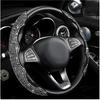 2 PCS Steering Wheel Cover, Segmented Car Wheel Covers With Crystal Rhinestones, Non-Slip Protector Bling Sparkly Decoration For Most Steering