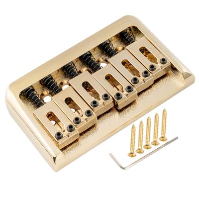 Musiclily Pro Hardtail Bridge with Bridge for ST Electric Gold 10.5mm Modern-Style Saddles, Fixed, Non-Tremolo Strat/Telecaster/TL Guitars,
