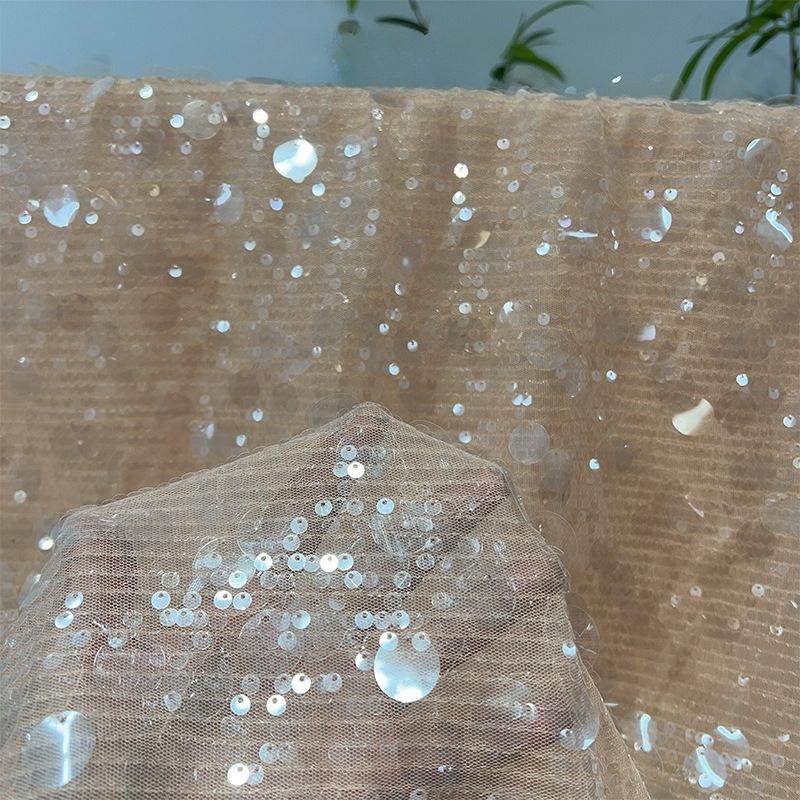 1/3yards Elastic Mesh Striped Sequin Embroidered Lace Fabric Bridal Wedding Dress Material Costume Decor Trim Shinny Material