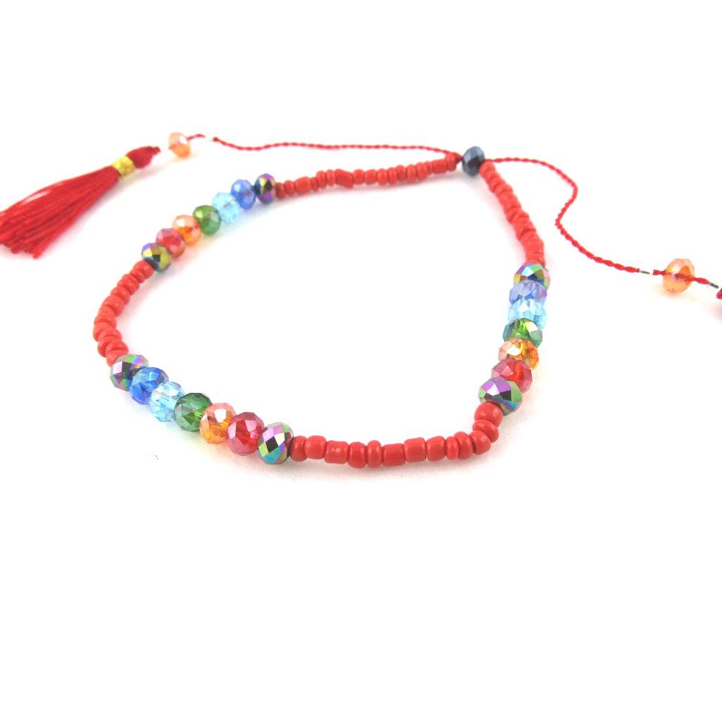 Les Trésors De Lily [N1189] - Rotes, mehrfarbiges Ethno-Armband „Altaï“