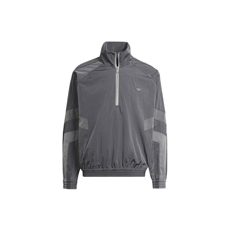 adidas originals Blue Version Series Casual Half Zipper Stand Collar Jacket Gray Men s HD2233 XS