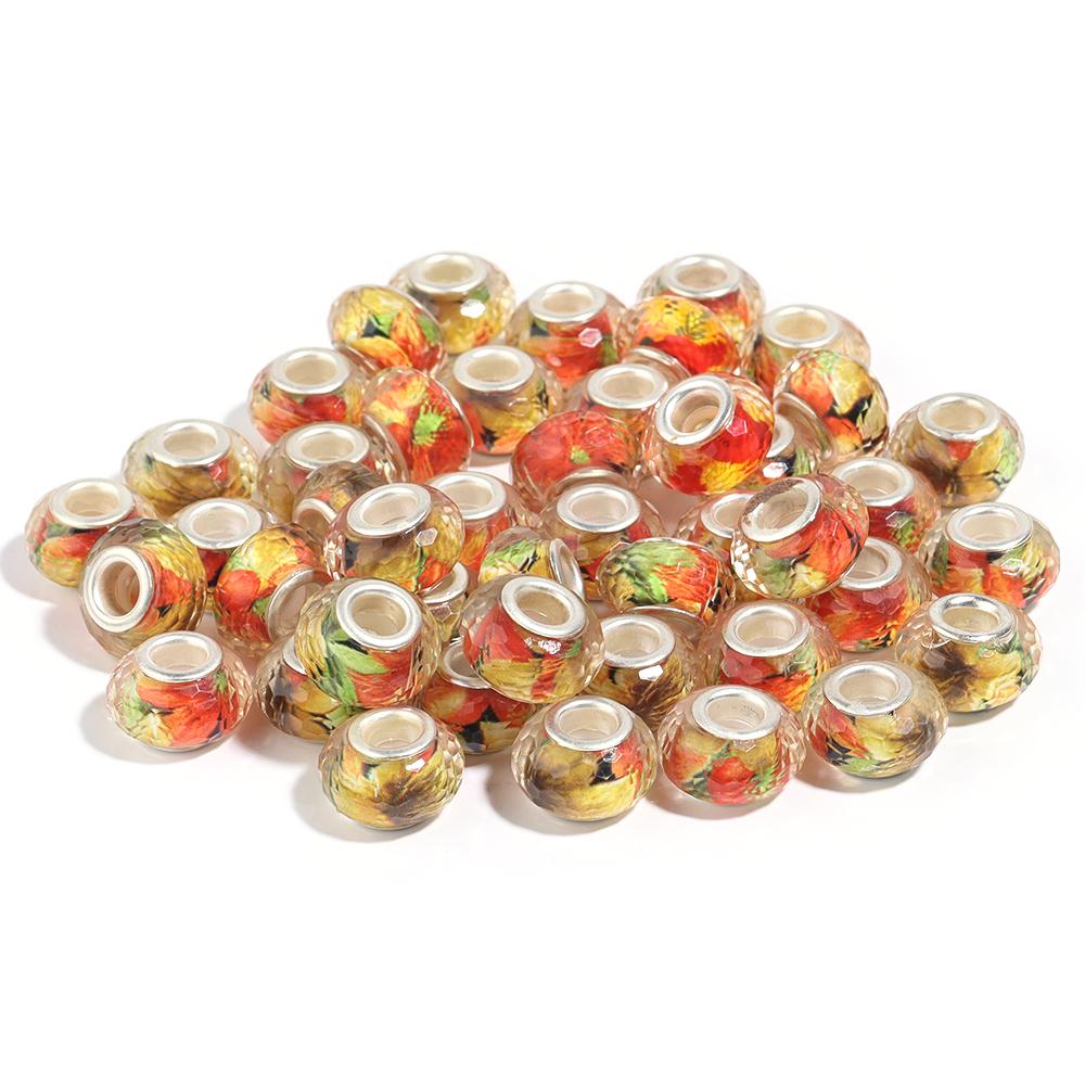 10Pcs/Lot 14×9mm Resin Beads Orange Cut Large Hole Loose Beads For DIY Handcraft Colorful Bracelet Necklace Jewelry Accessories