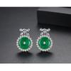 WWJ Exclusive Design Green Clear Zirconia Jewelry Round Stud Earrings