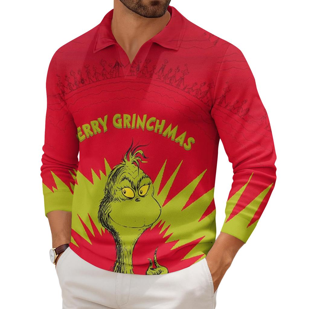 Men's Casual Collared Long-Sleeve Knit Base Layer Top