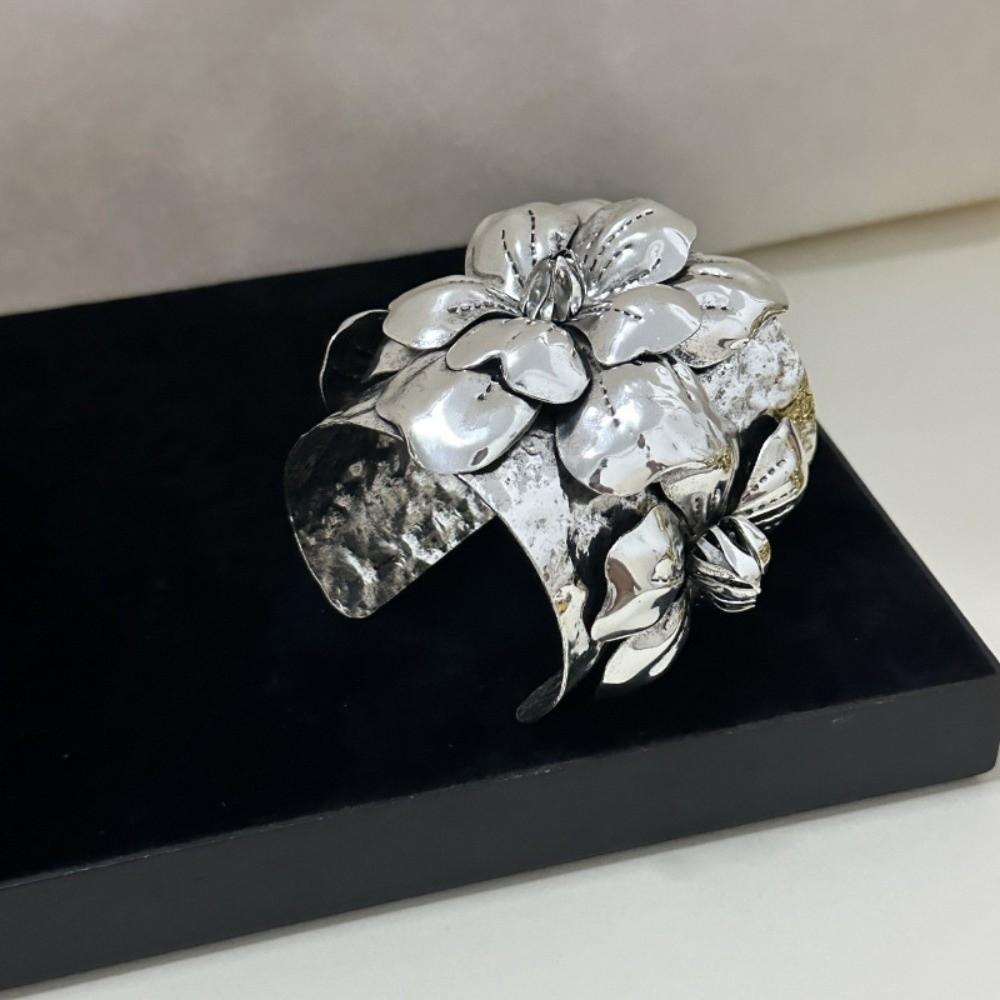 Armlet Exaggerated Flower Bangle Geometric Women's Wrist Jewelry Metal Flower Bracelet  Daily