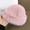 White Imitation Fur Plush Hat Women's Autumn and Winter Thickened Ear Protection Warm Fluffy Bucket Hat Cold Mongolia Hat