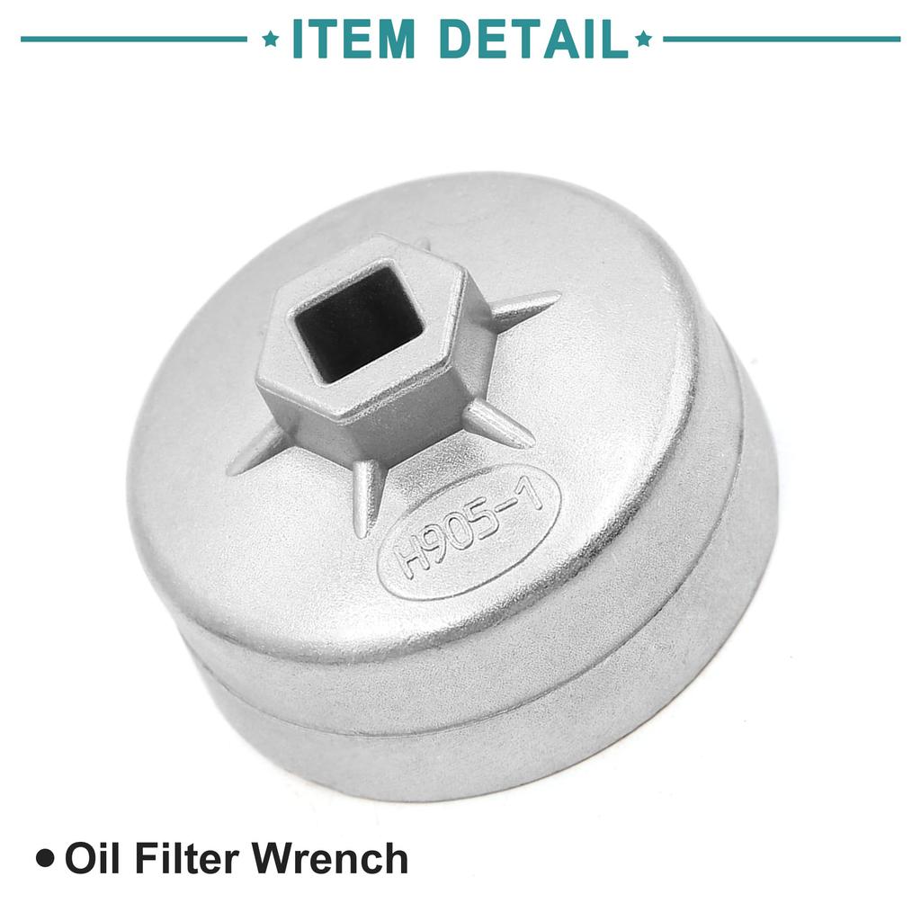 ACROPIX Car Filter Wrench Cap Tool Remover 14 Flutes 74mm Silver Tone 1pc