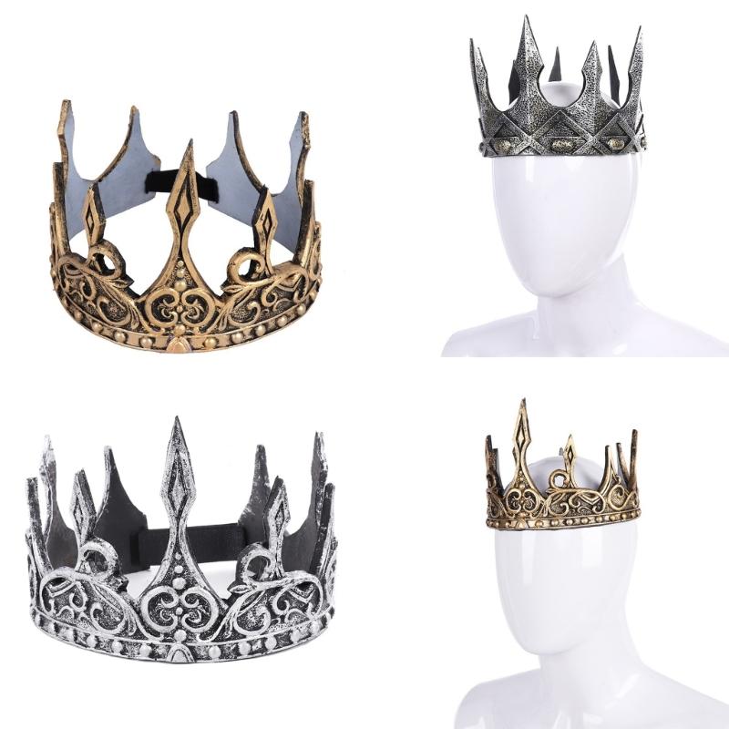 Halloween Crown Soft PU Crown Antique Tiara-Headband King Crown for-Cosplay Prom