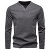 Autumn New Men's Casual V-neck Long-sleeved T-shirt Slim Base Shirt Pure Cotton T-shirt Top