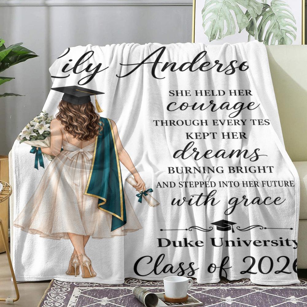 Graduation Girl Quotes Throw Soft Flannel Throw Summer AC Blanket Lightweight Cool Nap Blanket for Sofa Bed Couch Travel