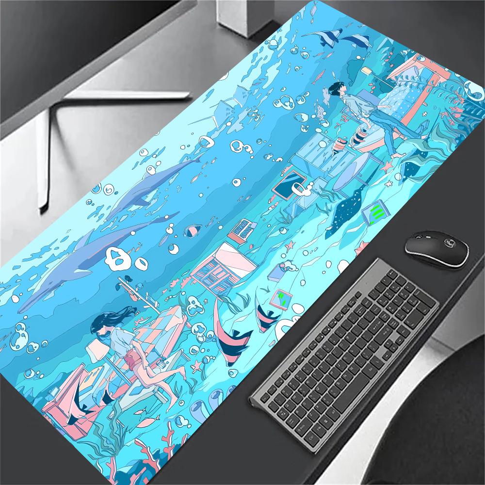 Anime Boy In the City Mousepad Non-slip Desk Pad Extended Computer Mouse Mat for Gamer Table Decor Pc Accessories Desk Mat