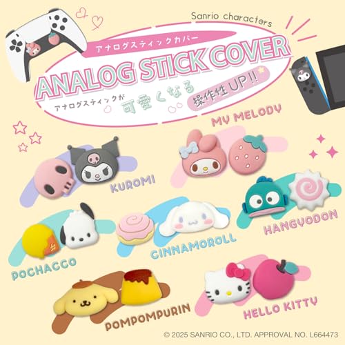 Allone Analog Stick Cover for Gaming - Sanrio Characters Pochacco - 2.5 x 0.8 x 2.7cm - Compatible with Switch 2 Joy-Con and Pro Controllers, also