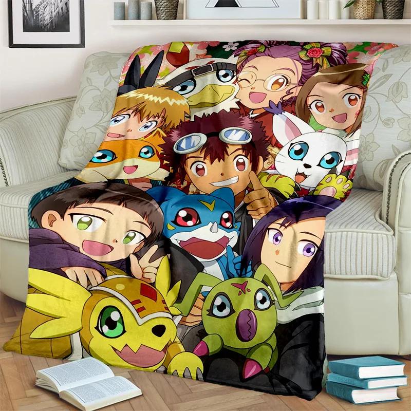 3D Digimon Adventure Monster Cartoon Blanket,Soft Throw Blanket for Home Bedroom Bed Sofa Picnic Travel Office Cover Blanket Kid