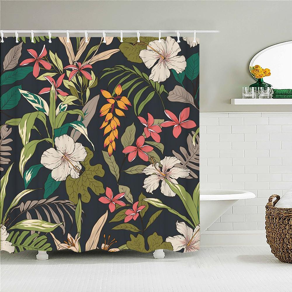 Flowers Grass Green Plants Waterproof Shower Curtains For Bathroom Bath Curtains Multi-Size 240*180Cm 3D Print Shower Curtain