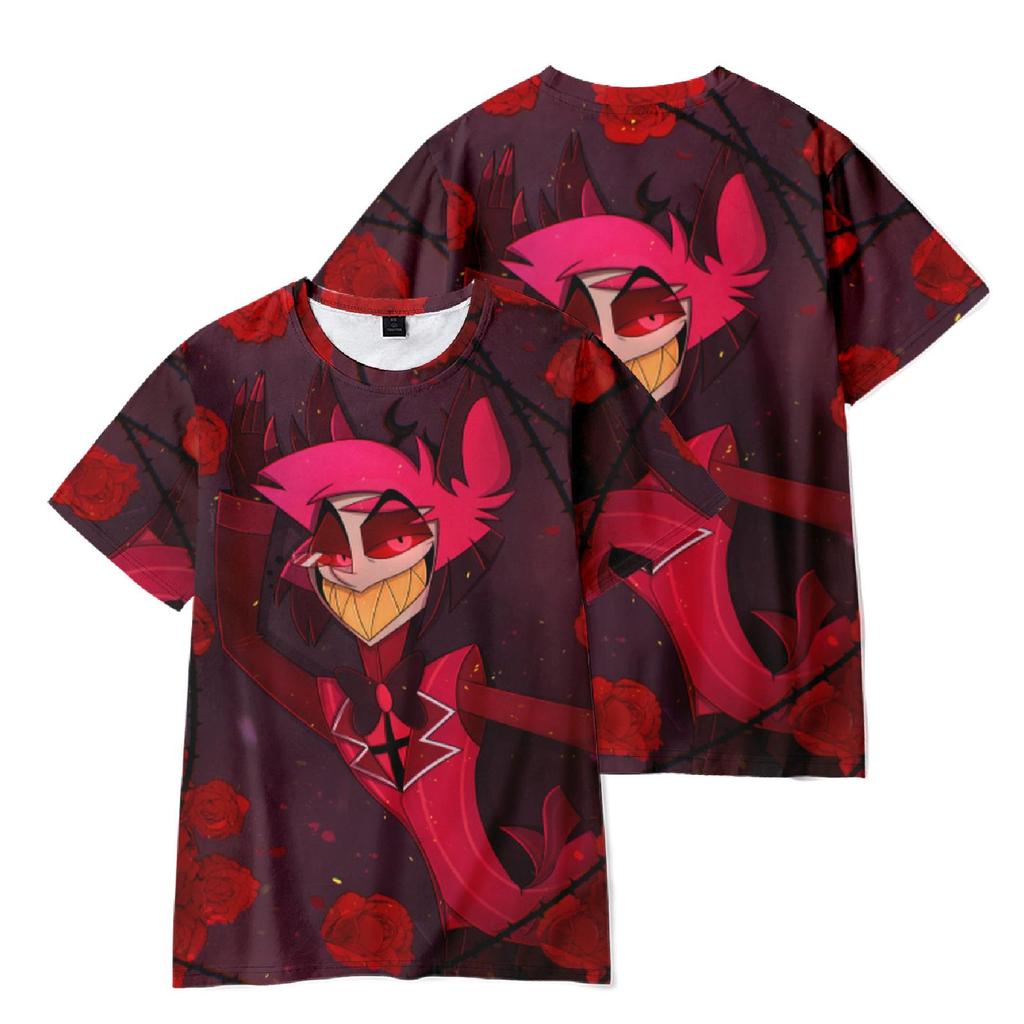 Hazbin Hotel Anime Women Men's T-shirts Graphic Shirt Cartoon Printed O-Neck Oversized Short Sleeves Fashion Mens Clothing Streetwear