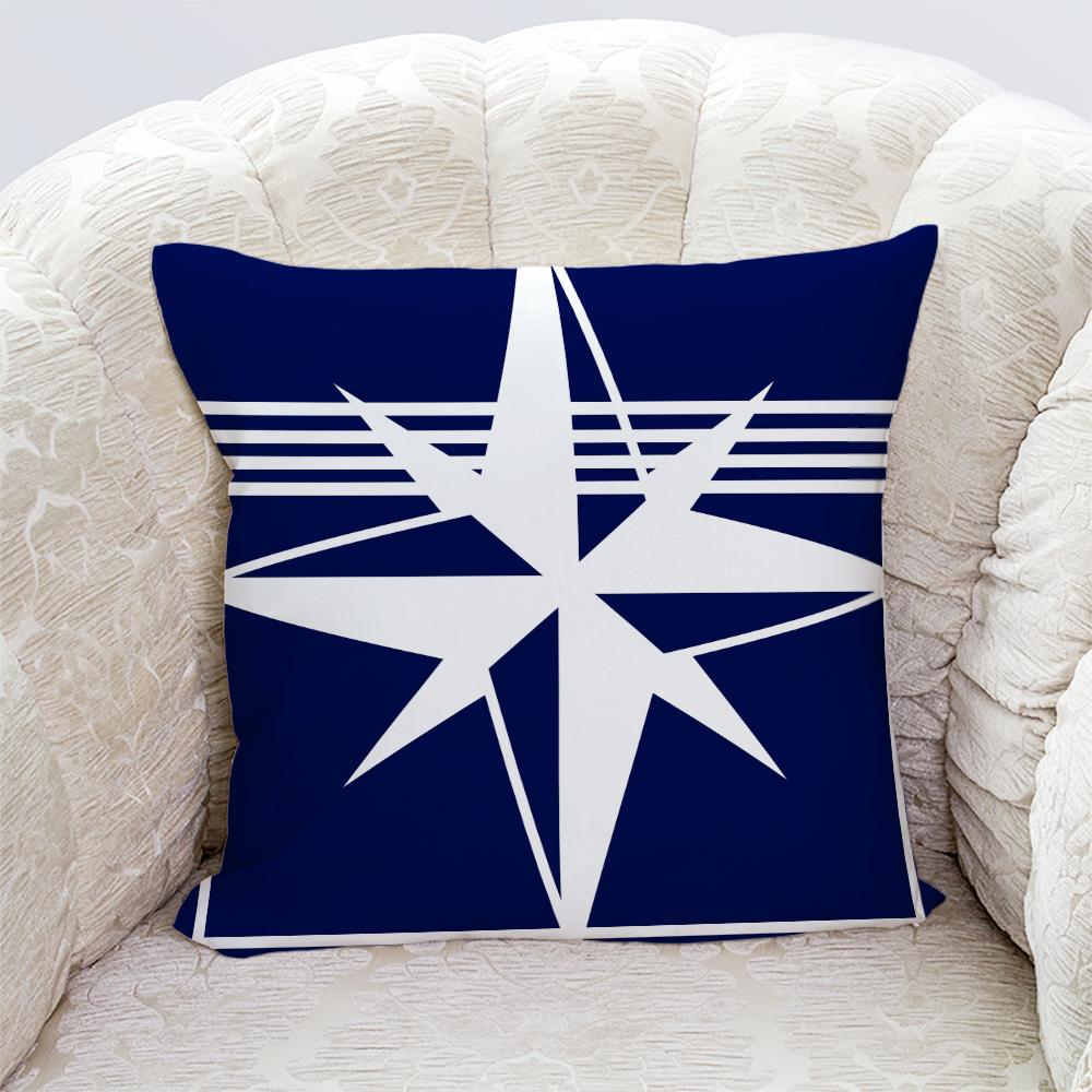 Starfish Shell Compass Anchor Nautical Series Printed Pillowcase Living Room Sofa Cushion Cover Bedroom Room Home Decoration