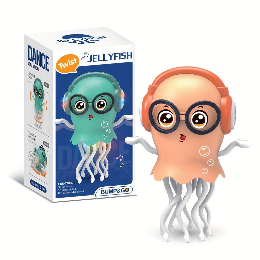 Electric Dancing Octopus, Automatic Obstacle Avoiding Jellyfish Toy,Funny Relax Prank Toy for Kids,Space Walking Dancing Octopus with Lights and Music