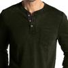 O-Neck Long Sleeve Pocket Men Shirt Buttons Neck Solid Color Pullover Top for Autumn Winter