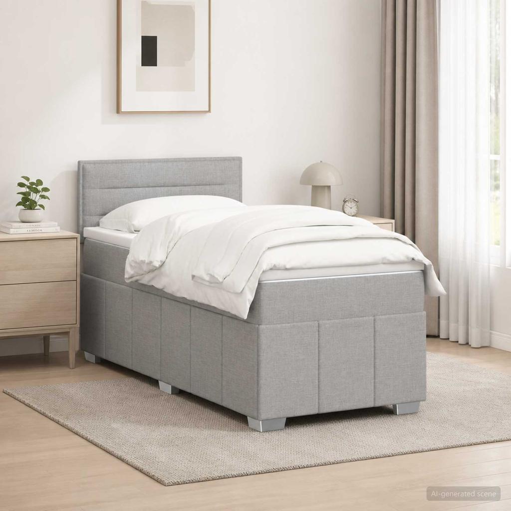 Box Spring Bed with Mattress Light Gray 80 x 200 cm Fabric