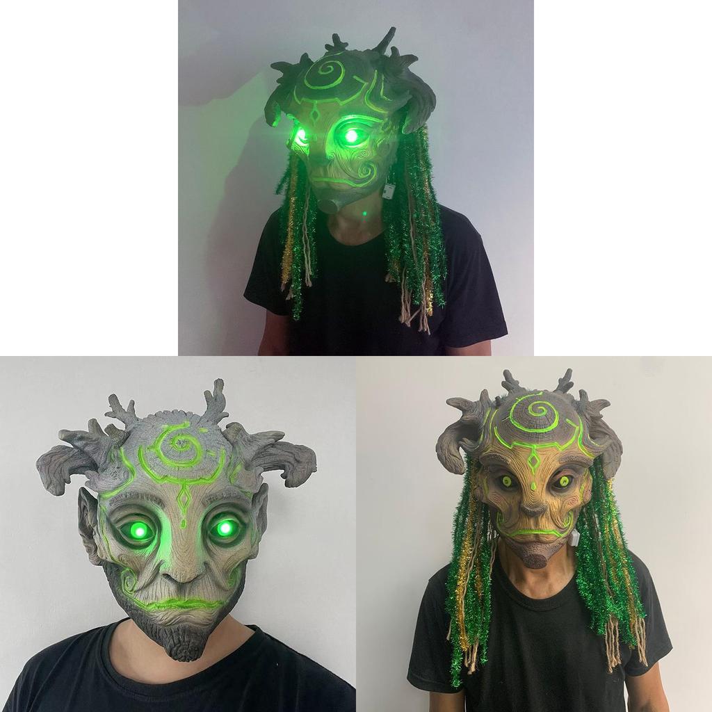 Tree Spirit Latex Mask With Glowing Features For Costume Party And Cosplay Events