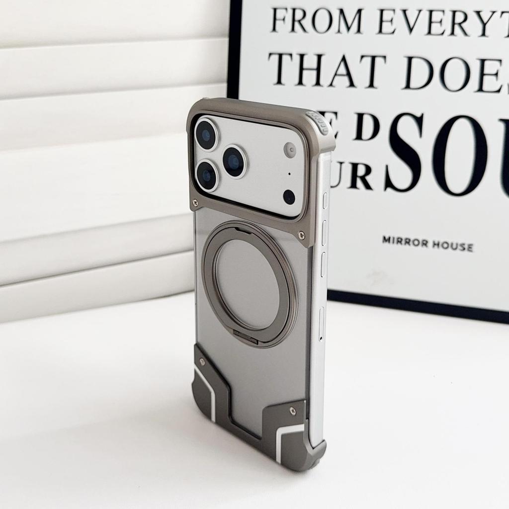 Original Color Metal Magnetic Rotating Bracket Case for Apple 17 Pro Max - Drop-Proof & Borderless Design