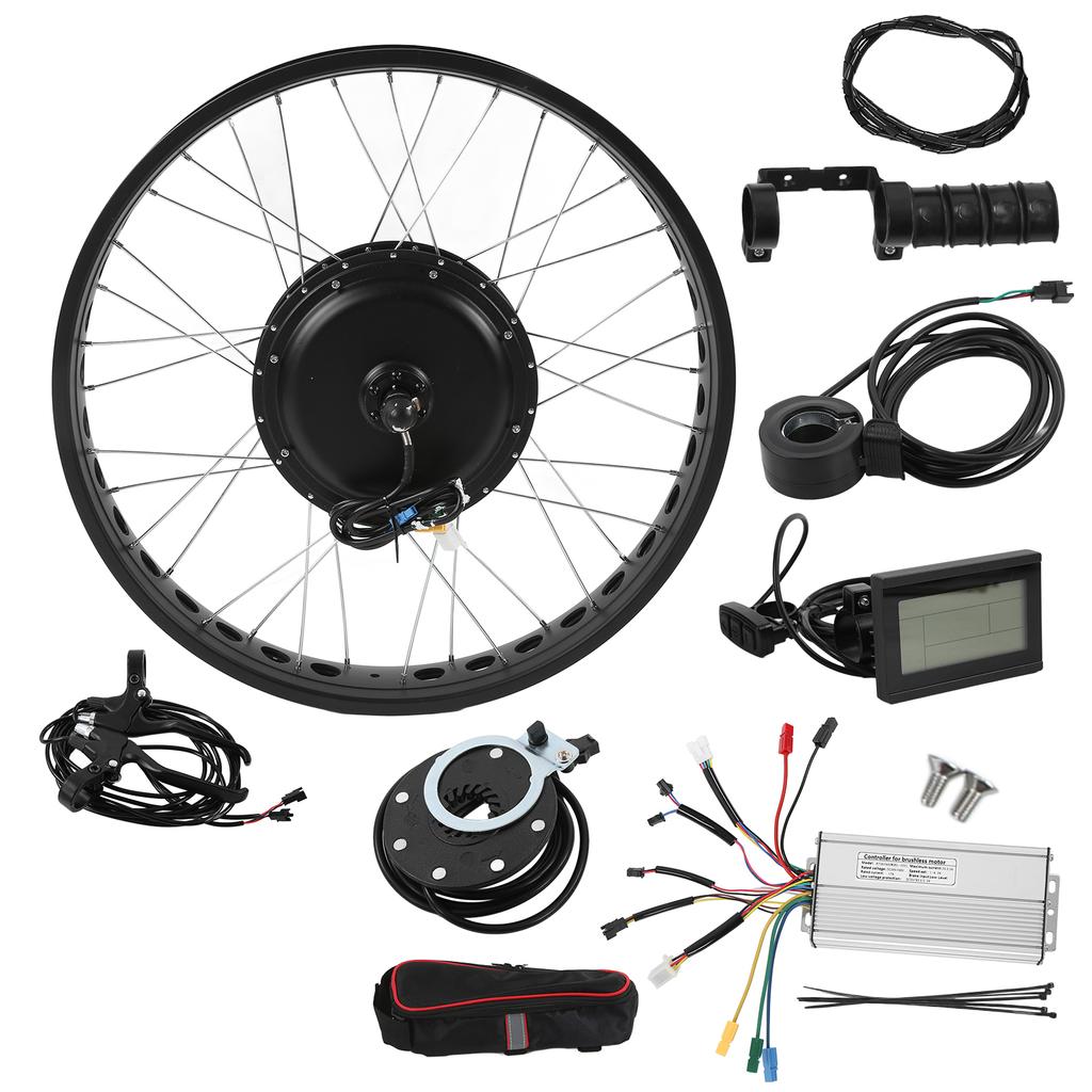 48V 1500W 26in Rear Motor Wheel Conversion Kit 35A Controller LCD3 Intelligent Panel for Snowmobile