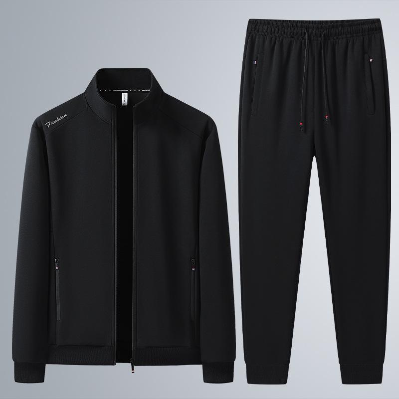 

Men s Cotton Tracksuit: Spring/Autumn Stand Collar Sweatshirt & Cardigan, Casual Loose Fit, Middle-aged & Elderly Two-Piece Set L