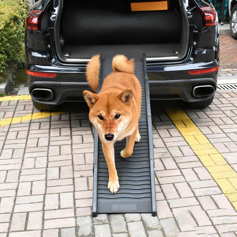 Folding Dog Ramp for Car Pet Stairs Folding Car Steps Slope Car Climbing Large Dog Climbing Ladder with Non-Slip Rug Surface