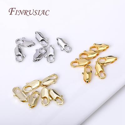 18K Gold Plated Brass Oval Lobster Clasp Connector Rhodium Plated Lobster Clasps Lock DIY Jewelry Making Findings Supplies