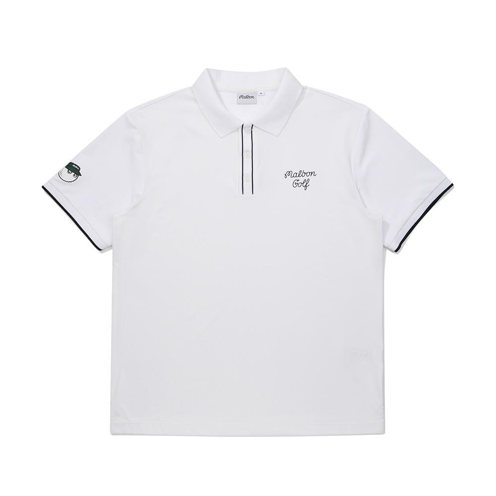 MALBON GOLF Functional Short Sleeve Polo Shirt White (Man)