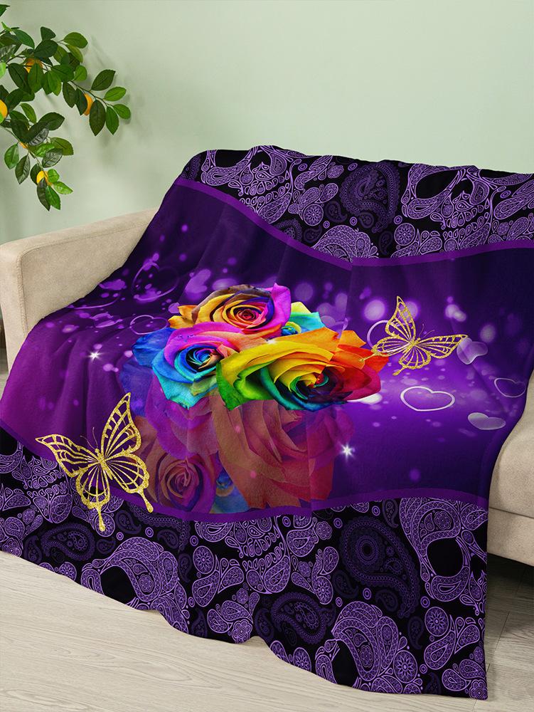 Flannel Blanket Rose Love Valentine'S Day Wedding Blanket Crystal Fleece Blanket Spring And Autumn