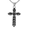 Vintage Solid Stainless Steel Double Sided Engraved Cross Pendant Unisex Necklace