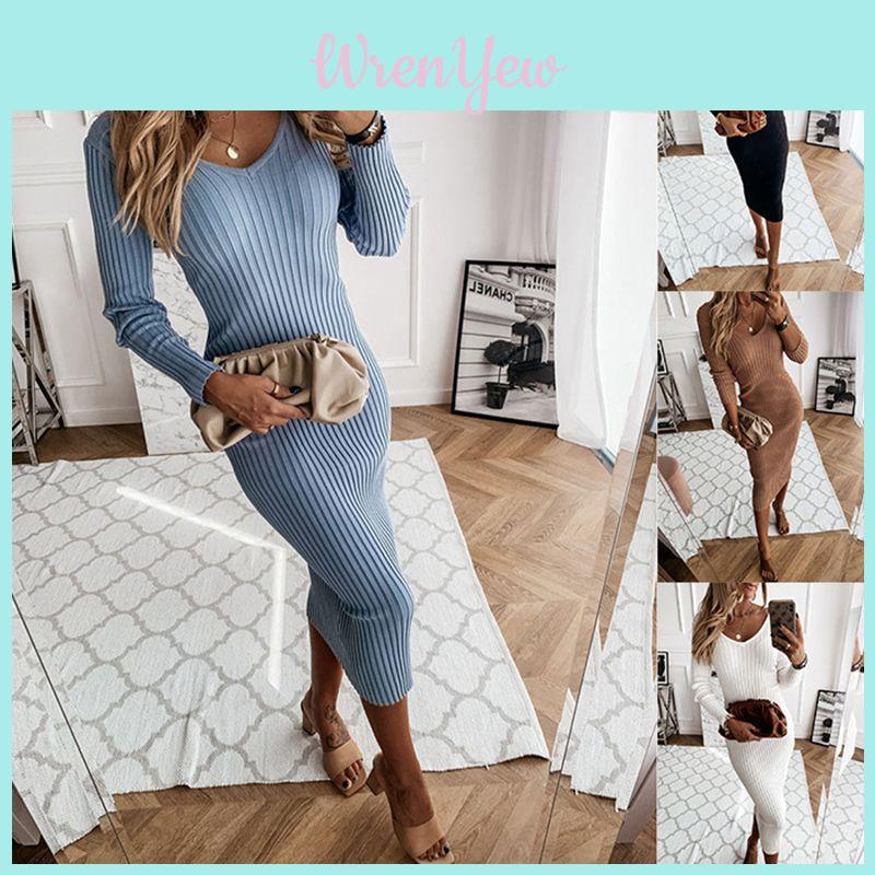 Elegant Womens Long Sleeve Bodycon Dress Perfect For Evening Parties And Casual Wear