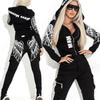 Jesień i zima Nowa moda Sexy damski garnitur Wings Printing Zipper Hooded Street Casual Suit