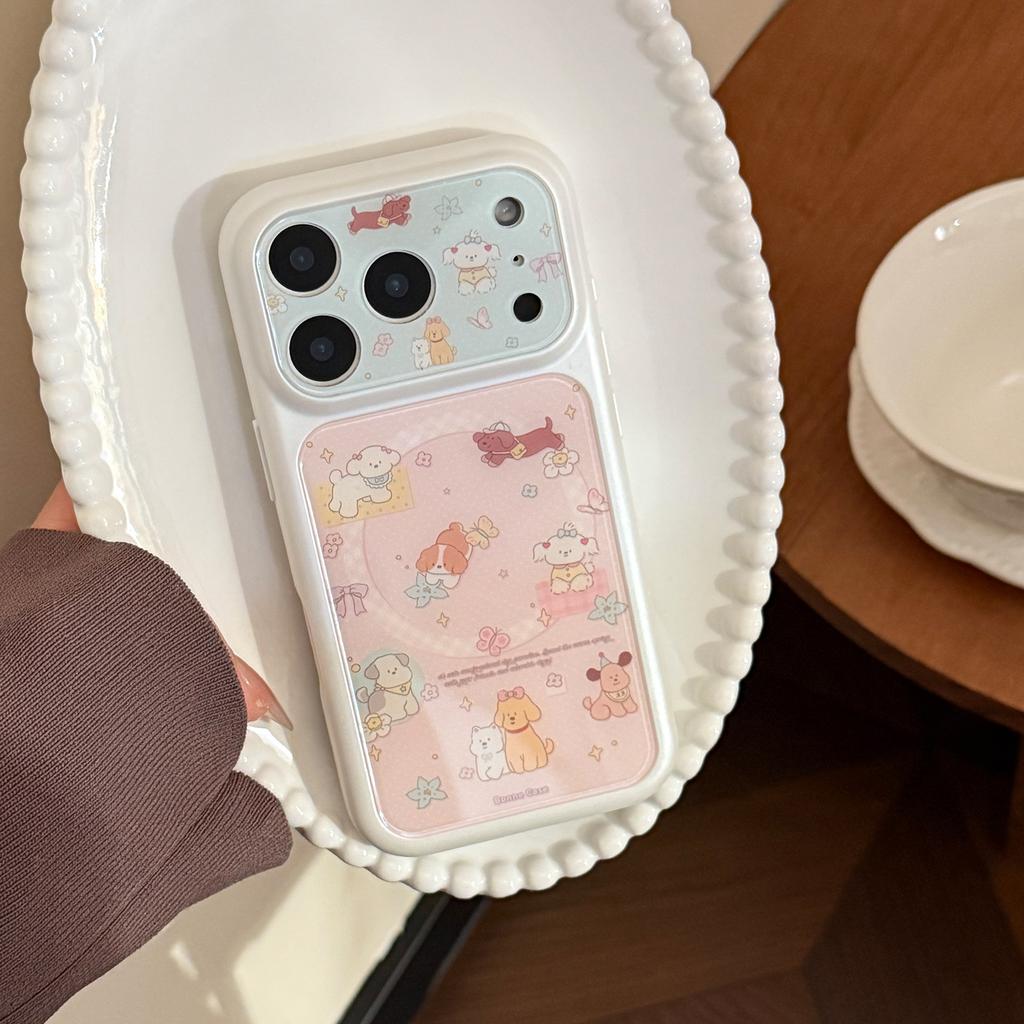 Girls heart puppy for iphone17 mobile phone case apple 17pm all-inclusive 15 cute magnetic bracket 16 hard 13