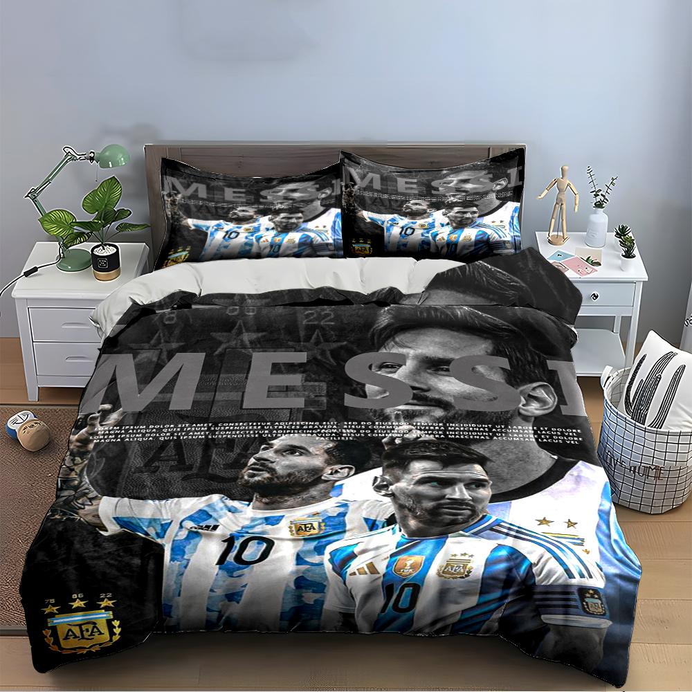"Messi Themed Bedding Set" Bedding set (1 duvet cover, 2 pillowcases, duvet not included)